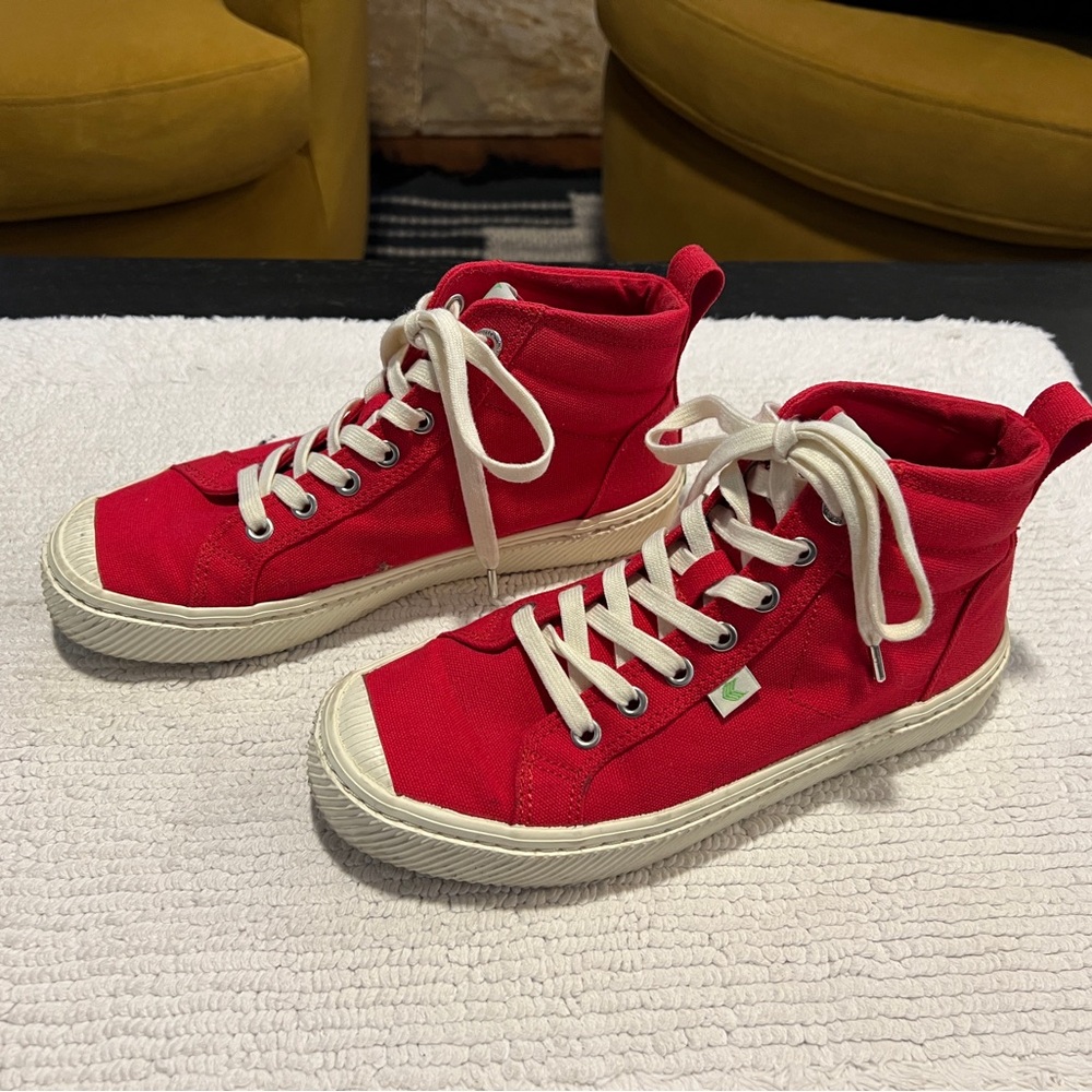 Cariuma Red High-Top Sneakers with White Laces